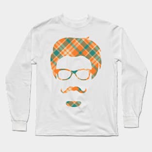 Plaid Head Silhouette Long Sleeve T-Shirt